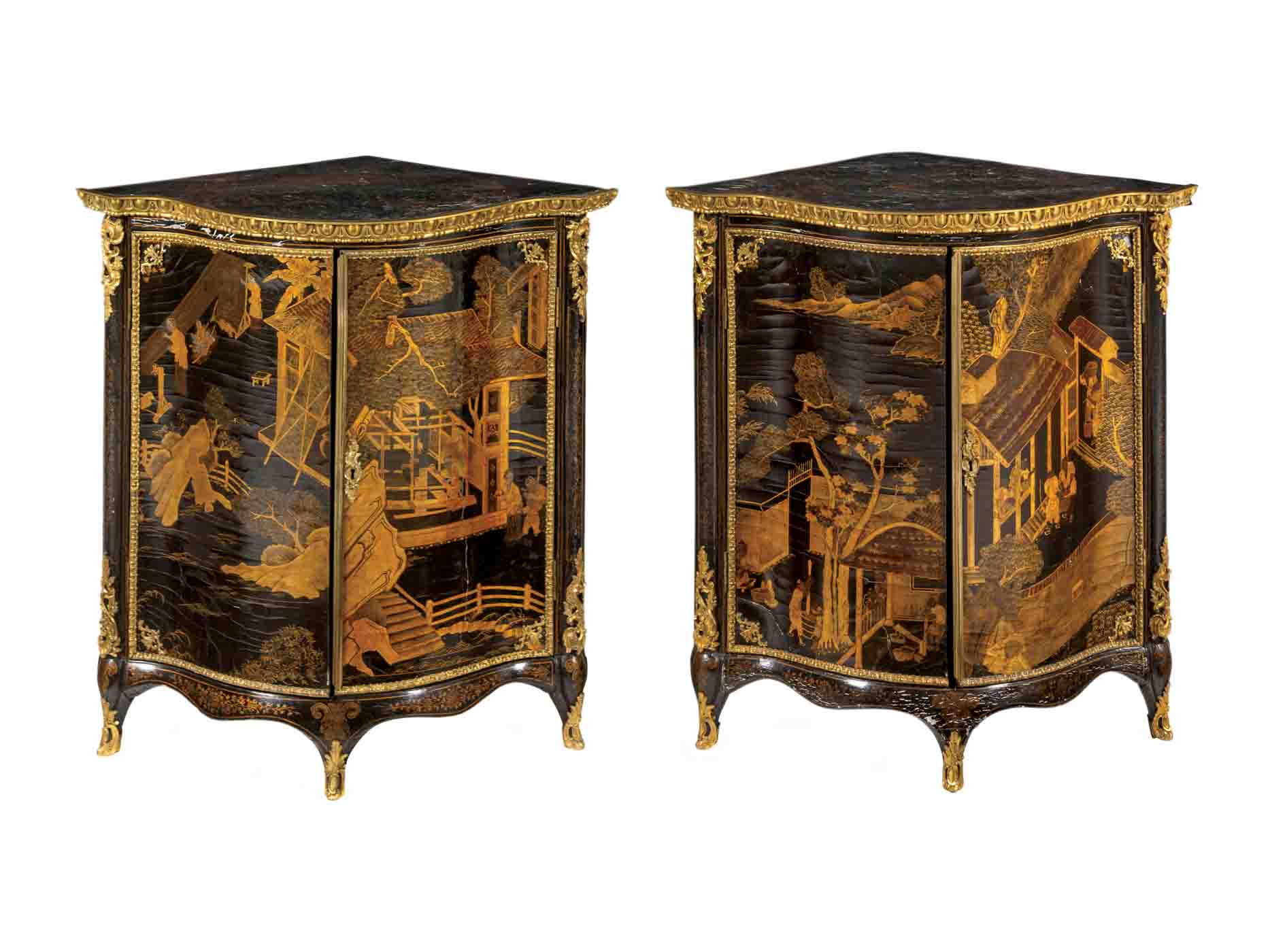 102 Sr2023 03 131 Lot 76 A Matched Pair Of George Iii Gilt Bronze Mounted Lacquered Corner Cabinets Attributed To Pierre Langlois