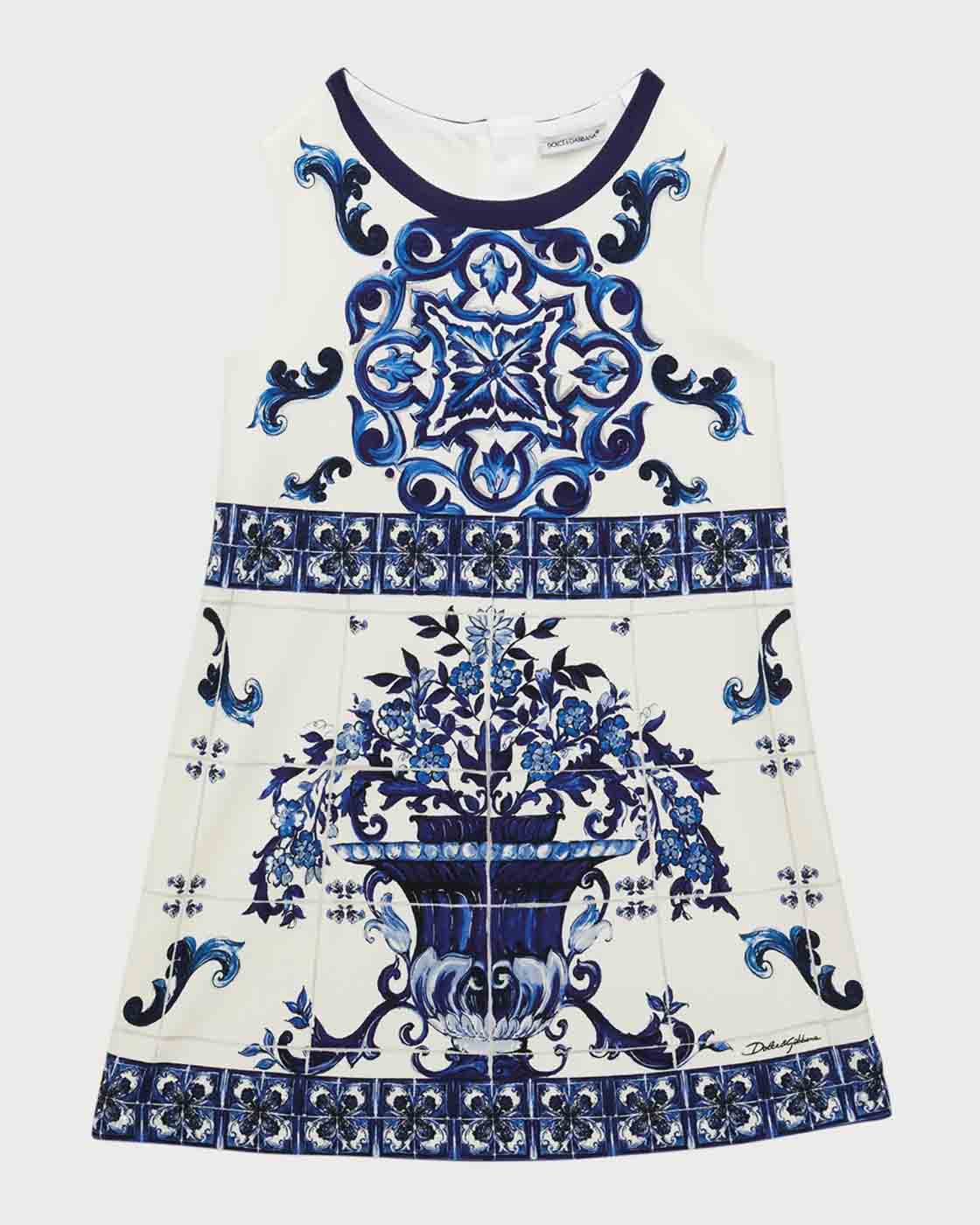 36 Dolce&gabbana Junior Girl's Mediterraneo Majolica Jersey A Line Dress, $495 Neimanmarcus.com