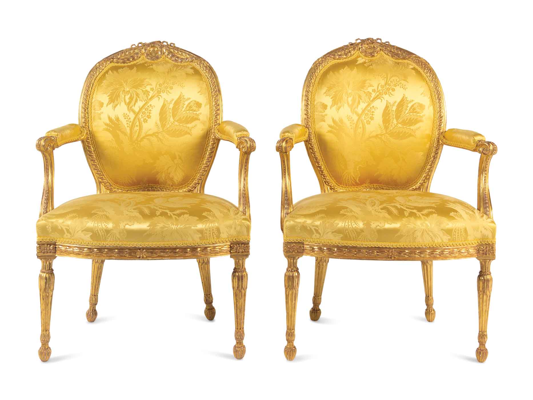 52 Lot 57 A Pair Of George Iii Carved Giltwood Open Armchairs Attributed To Thomas Chippendale