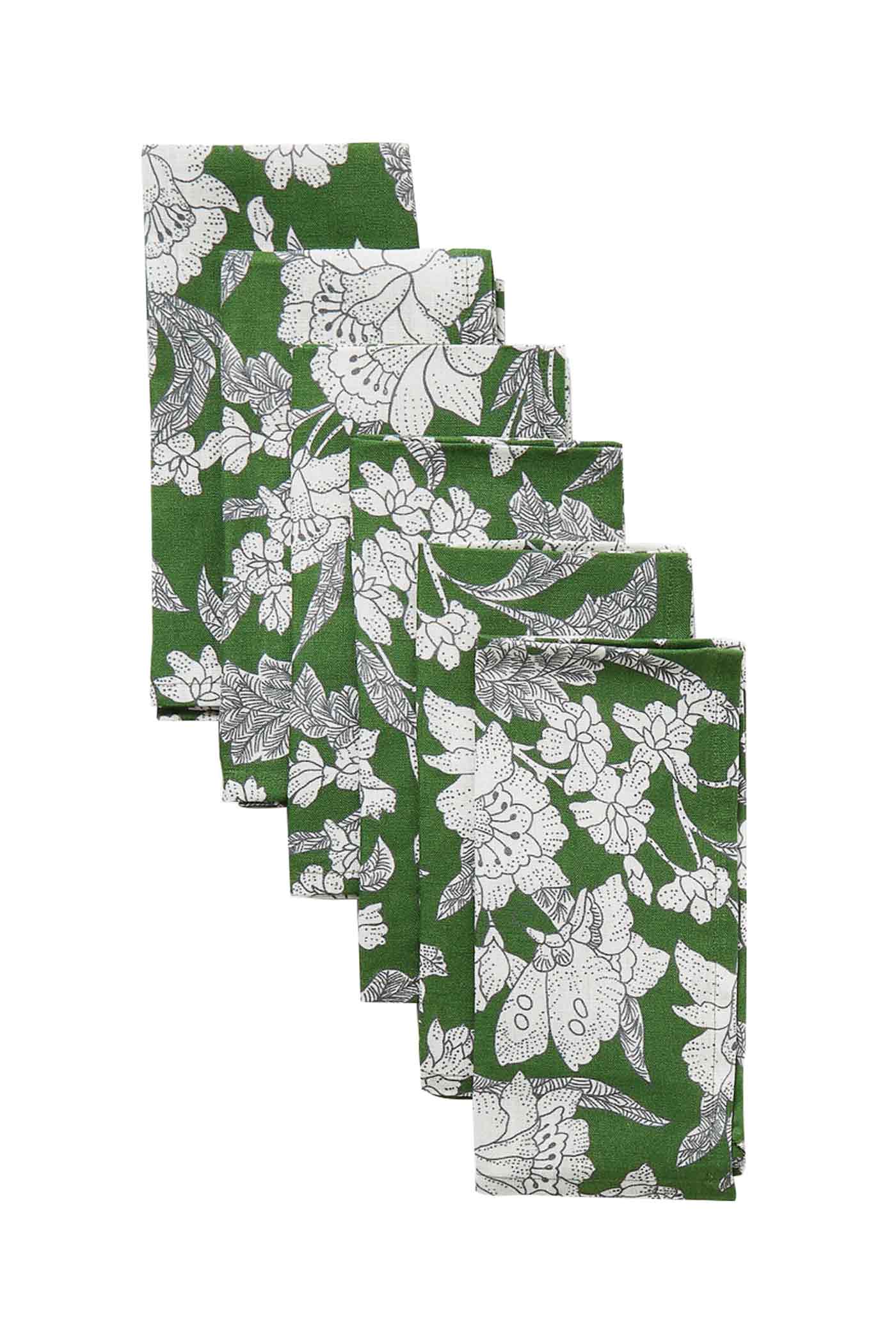 La Double J, Set Of Six Floral Print Linen Napkins, Net A Porter.com