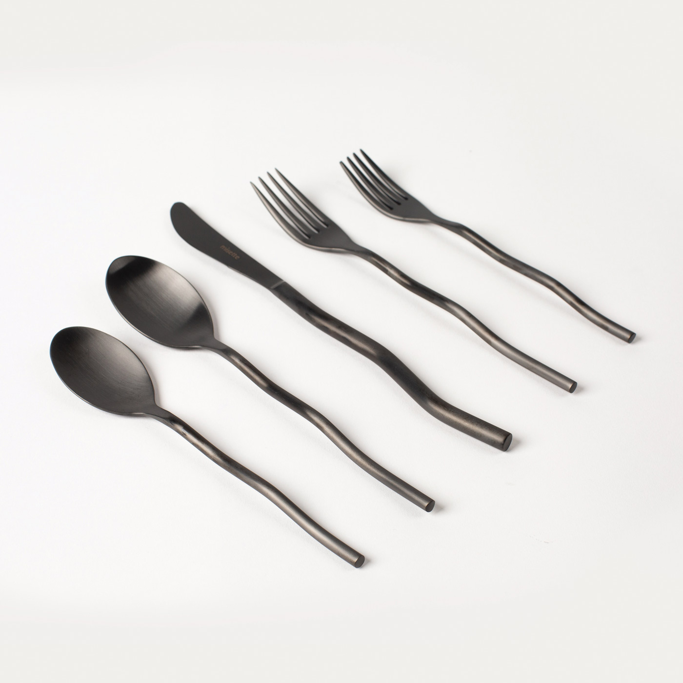 Misette, Black Squiggle 5 Piece Cutlery Set, Misettetable