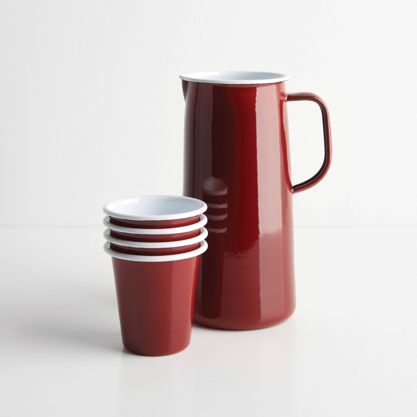 72 Falcon Enamelware Pitcher And Tumbler In Burgundy, Unisonhome