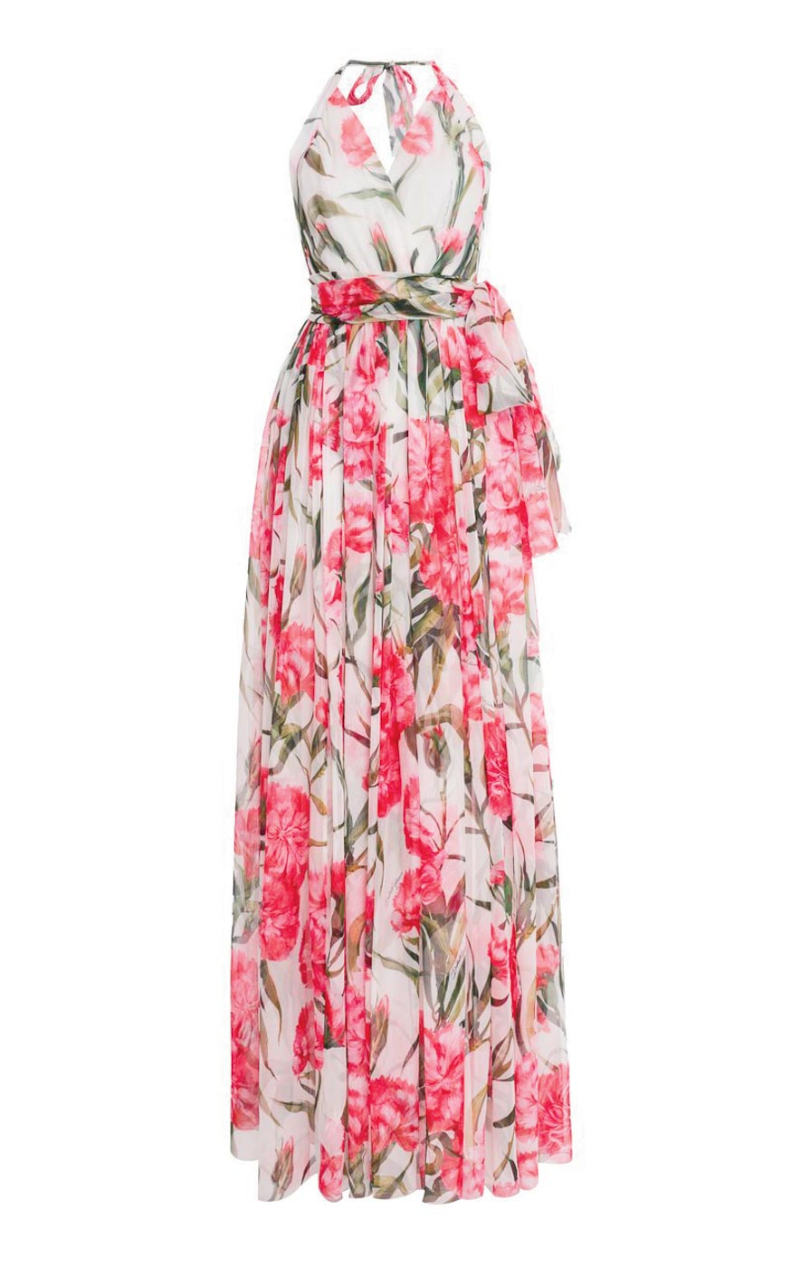 34 Sr2023 05 095 Dolce Gabbana Floral Carnations Printed Silk Chiffon Dress, Modaoperandi.com