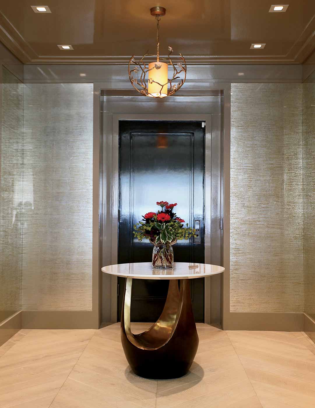 50 Sr2023 05 149 9. Entry Foyer, Eight Silver Shagreen Elomise Panels On Walls 