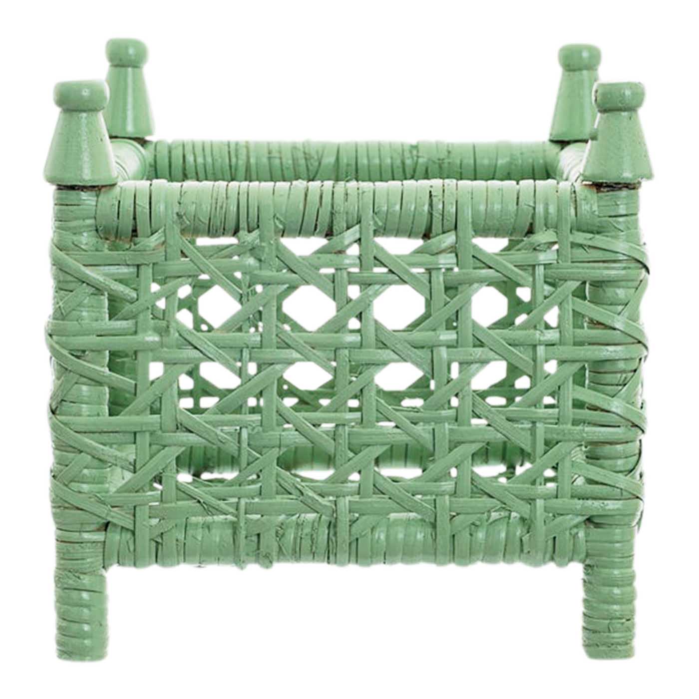 78 Sr2023 05 124 Soft Green Cane Wicker Planter, Chairish.com