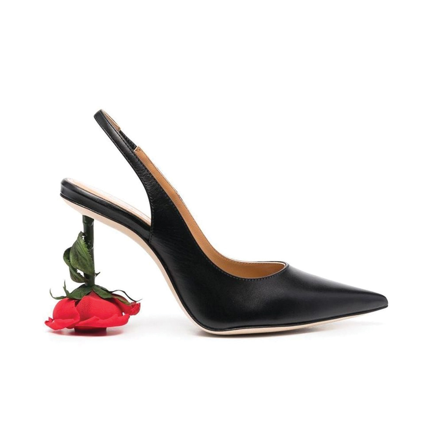 32 11. Loewe Rose Heel 100 Slingback Leather Pumps