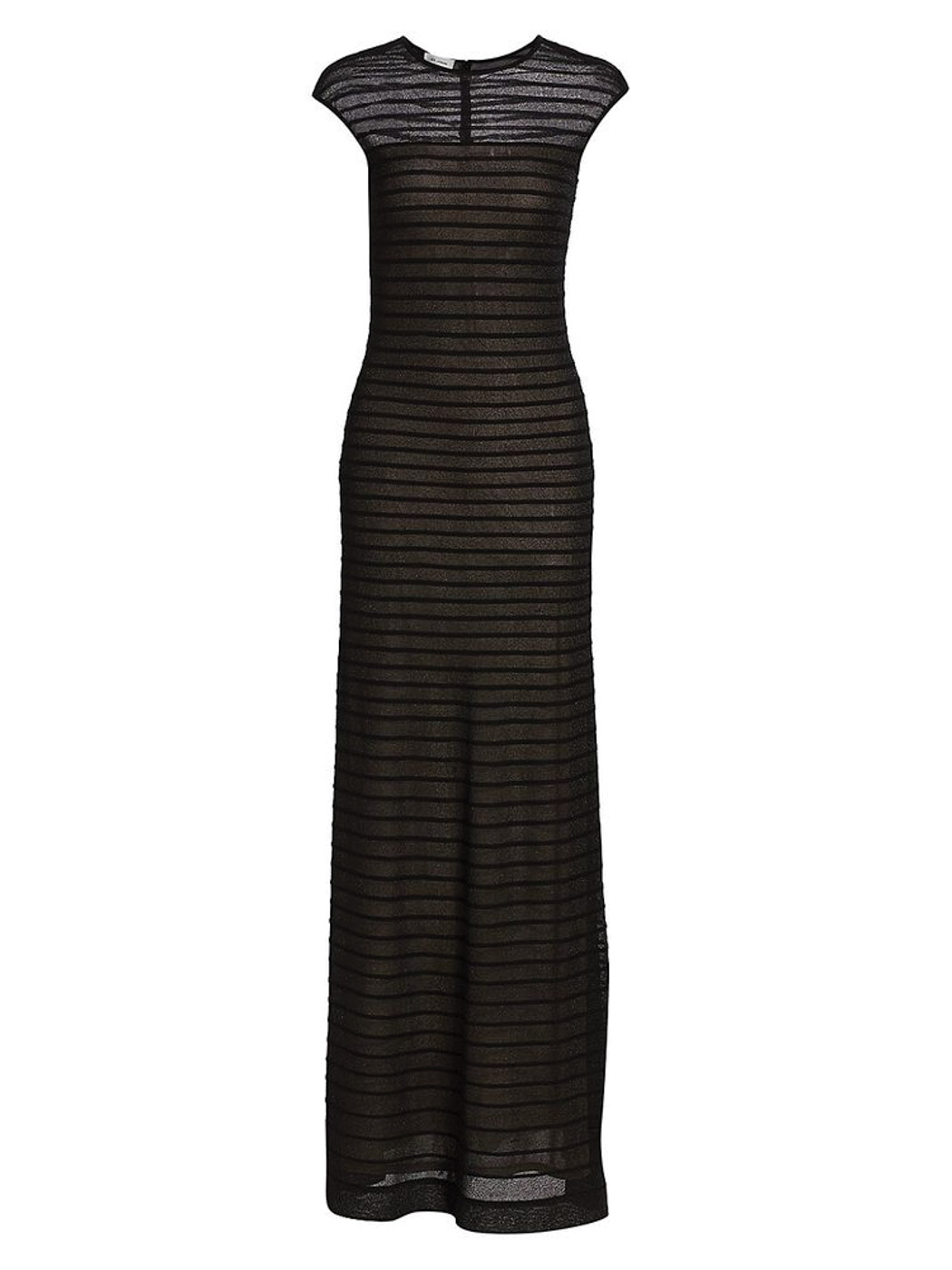 32 18. St. John Degrade Striped Metallic Sheer Knit Gown