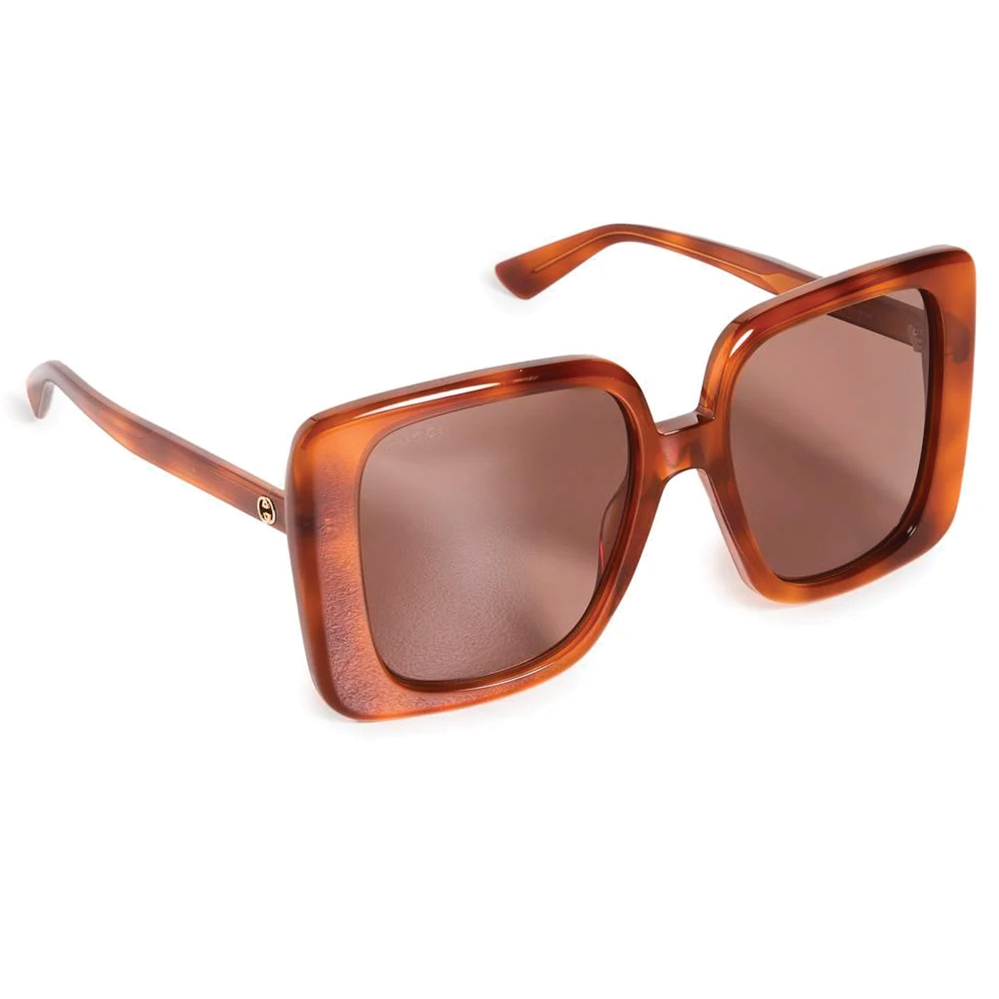 32 Gucci Havana Havana Brown 80s Monocolor Oversized Square Sunglass