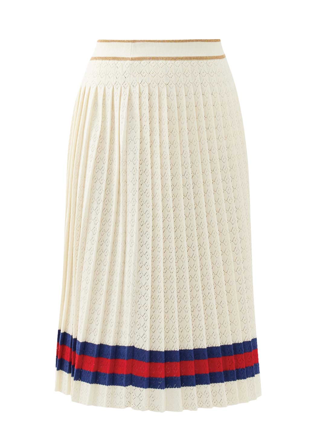 38 Gucci, Web Stripe Knitted Cotton Pleated Skirt, Matchesfashion.com.us