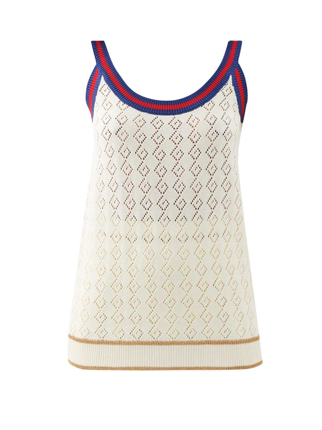 38 Gucci, Web Stripe Knitted Cotton Tank Top, Matchesfashion.com.us