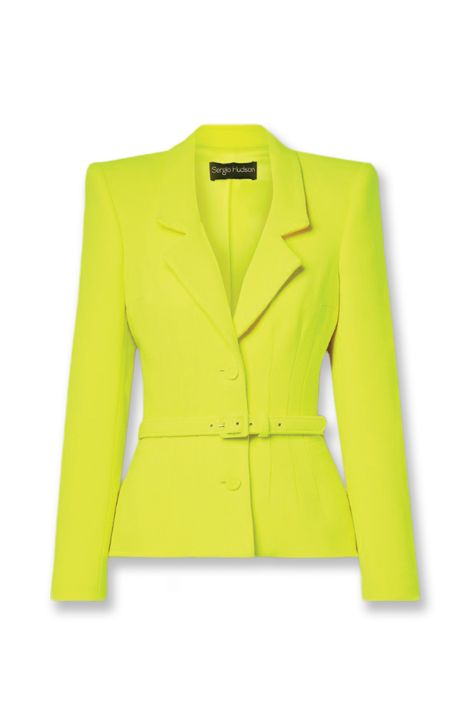 38 Sergio Hudson, Belted Neon Wool Crepe Blazer, Net A Porter.com