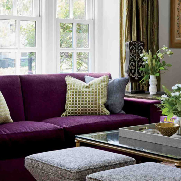 62 Sr2023 08 244 Living Room's Plum Colored Coraggio Mohair Sofa