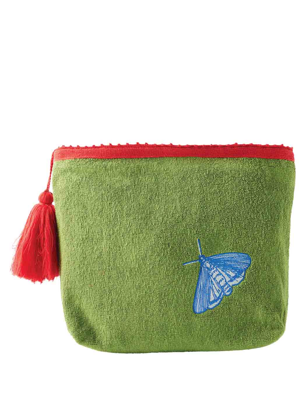 68 Kilometre Paris, Butterfly Embroidered Cotton Terry Pouch, Matchesfashion.com.us