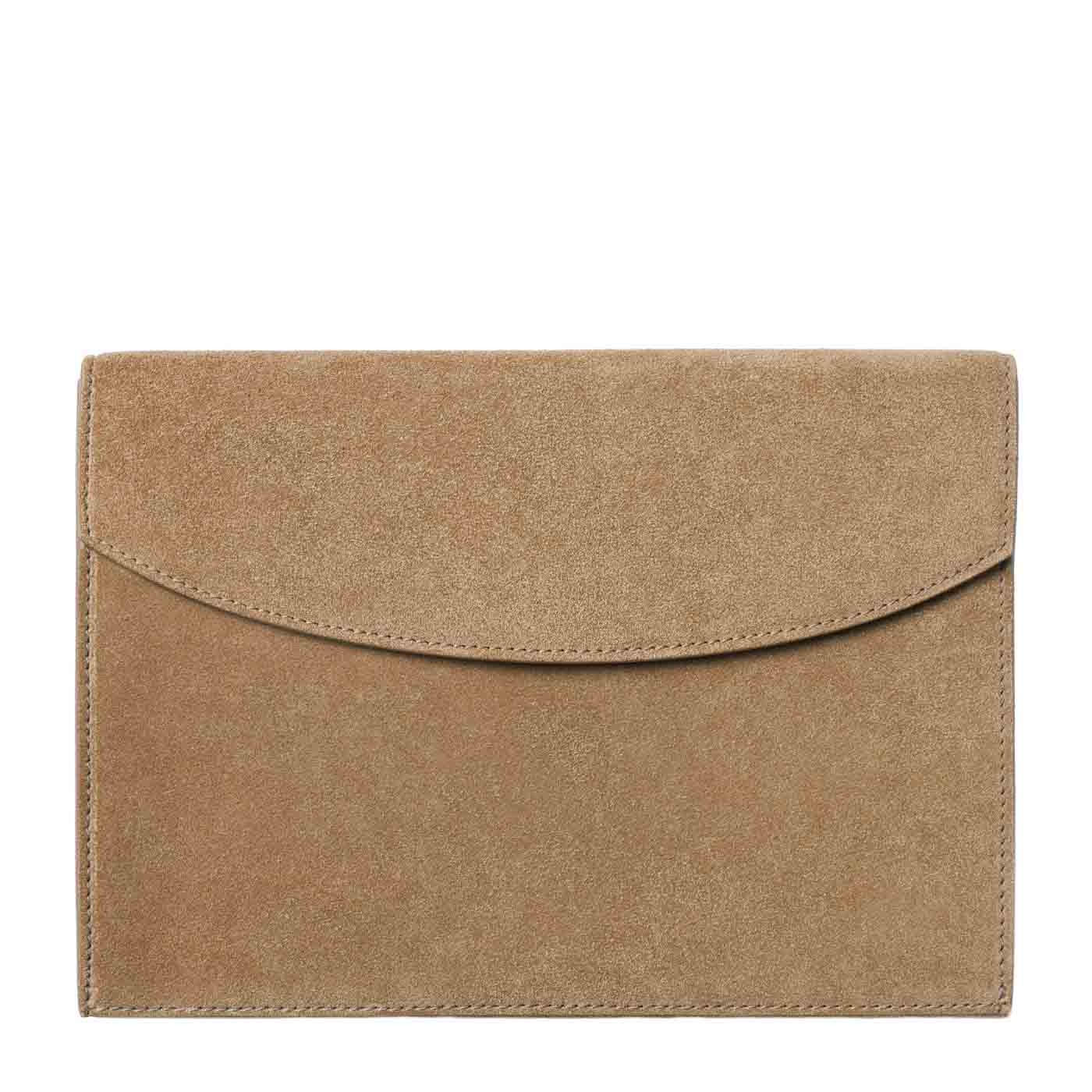 44 Aerin, Suede Flat Clutch In Sand, Aerin.com