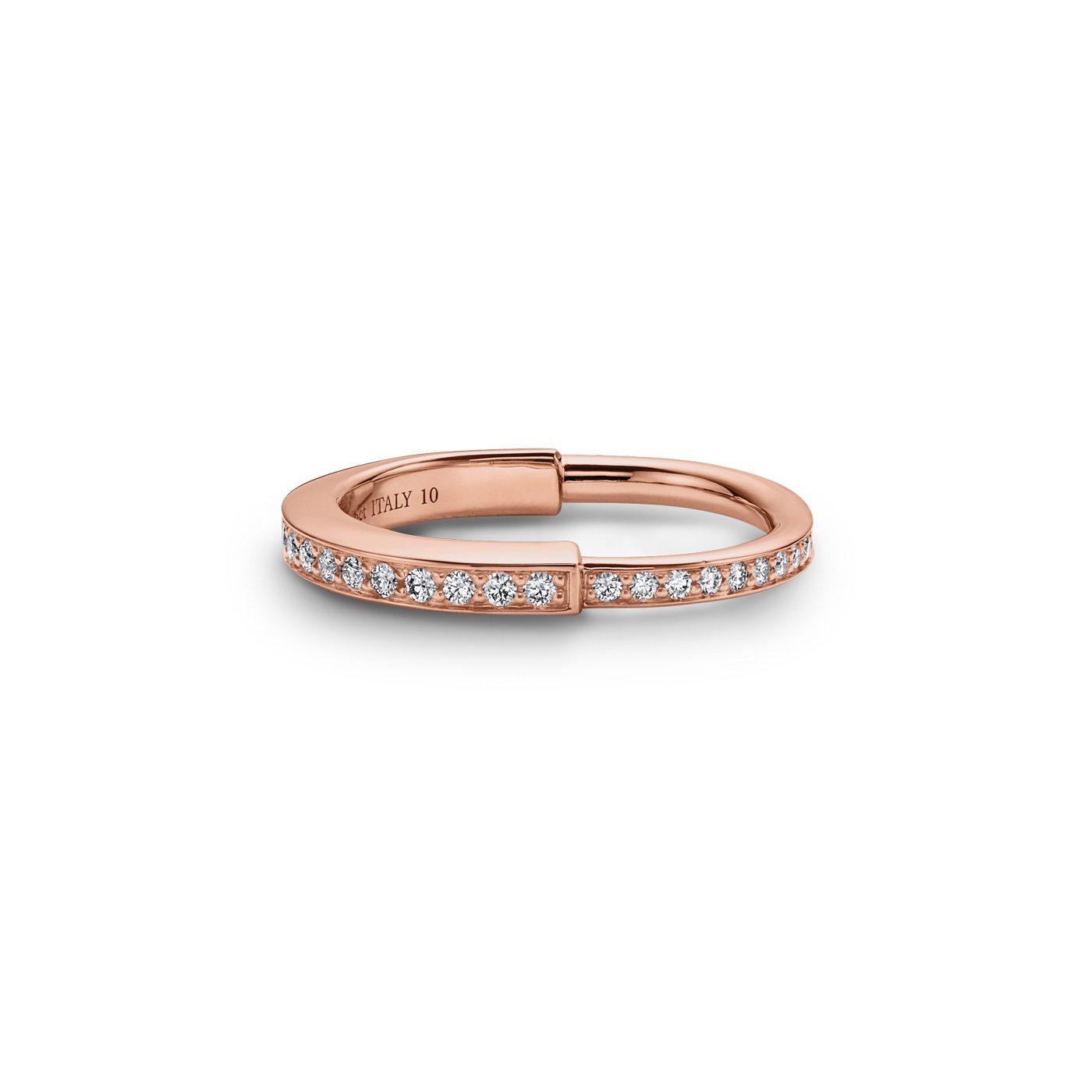 44 Tiffany, Lock Ring In Rose Gold With Pavé Diamonds, Tiffany.com