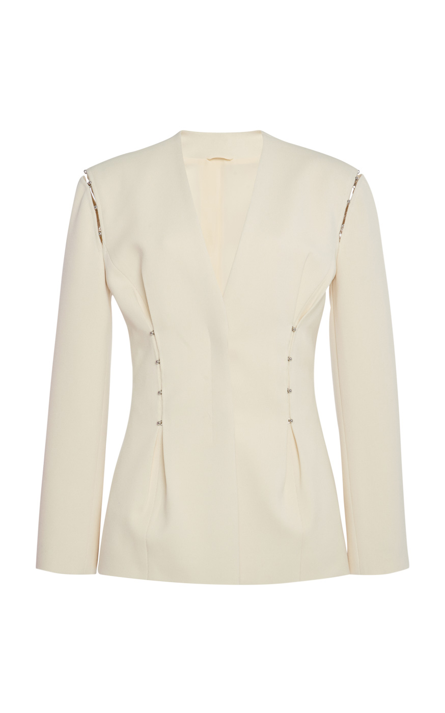 38 Sr2023 10 103 Del Core Ivory Hook Detailed Wool Blazer Jacket, Modaoperandi.com