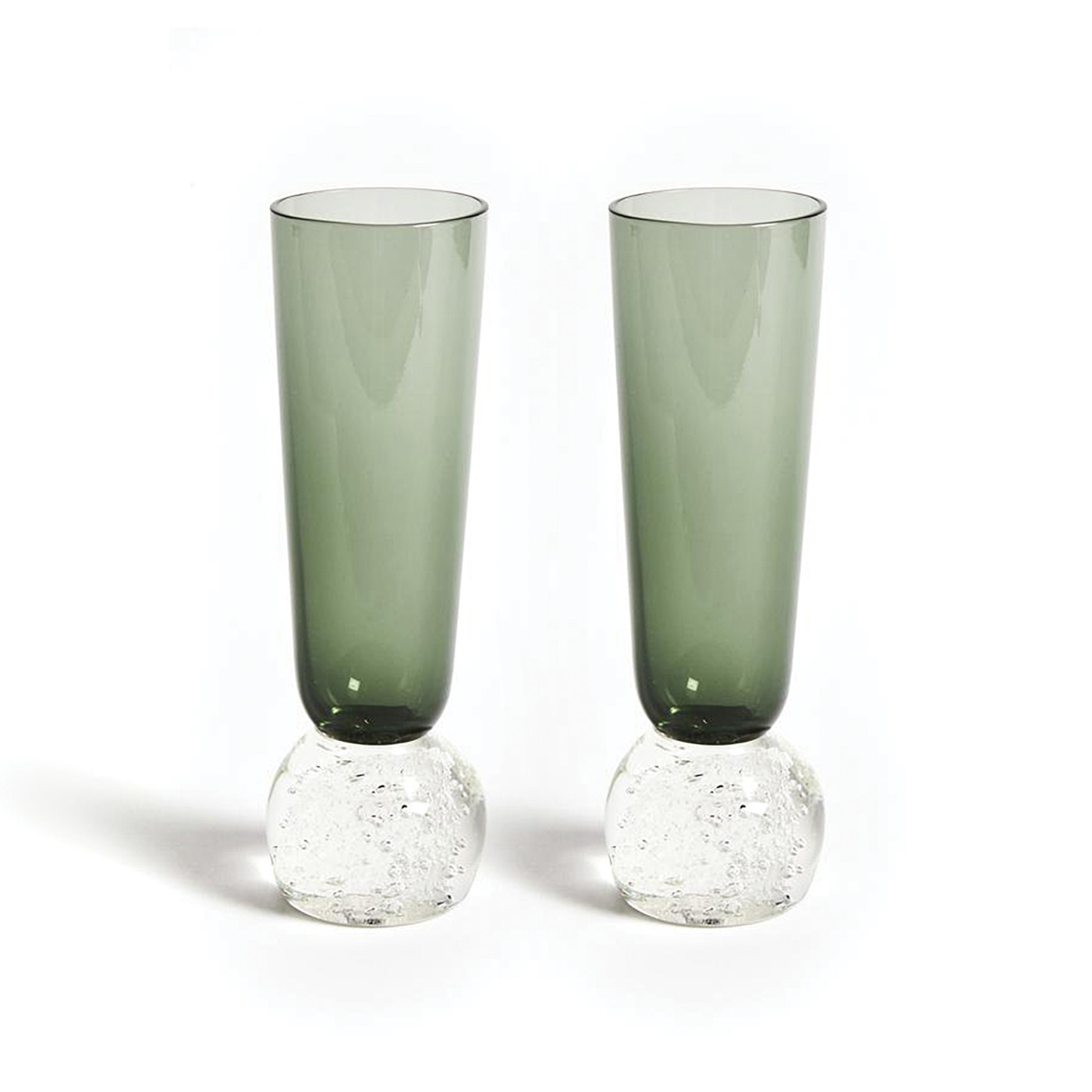 78 Misette, Bubble Glass Champagne Glass In Tourmaline Green, Misettetable.com