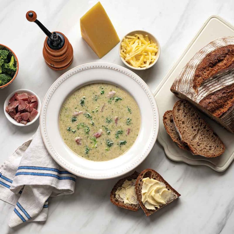 CREAMY BROCCOLI, CHEDDAR & HAM SOUP
