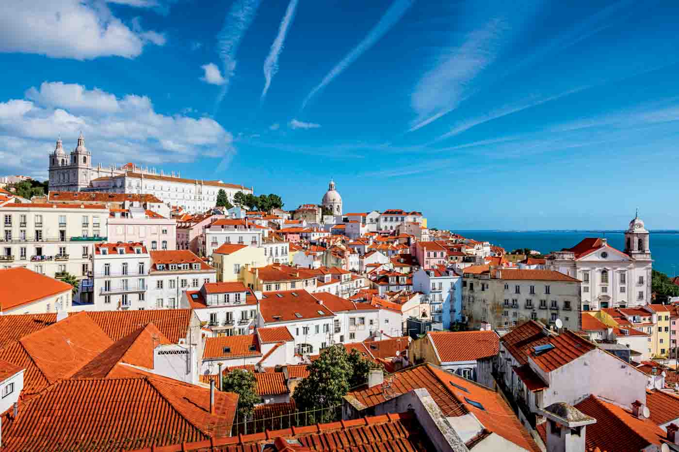 Aerial View Over The Rooftops Of Lisbon