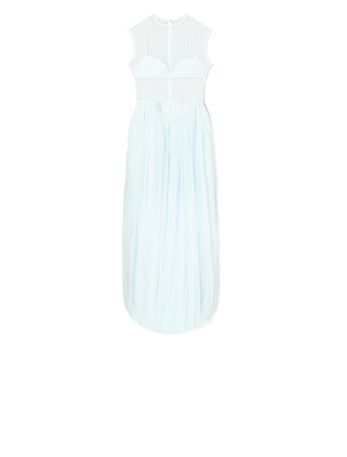 32 Tory Burch, Draped Tulle Dress In Iced Sky, Toryburch.com