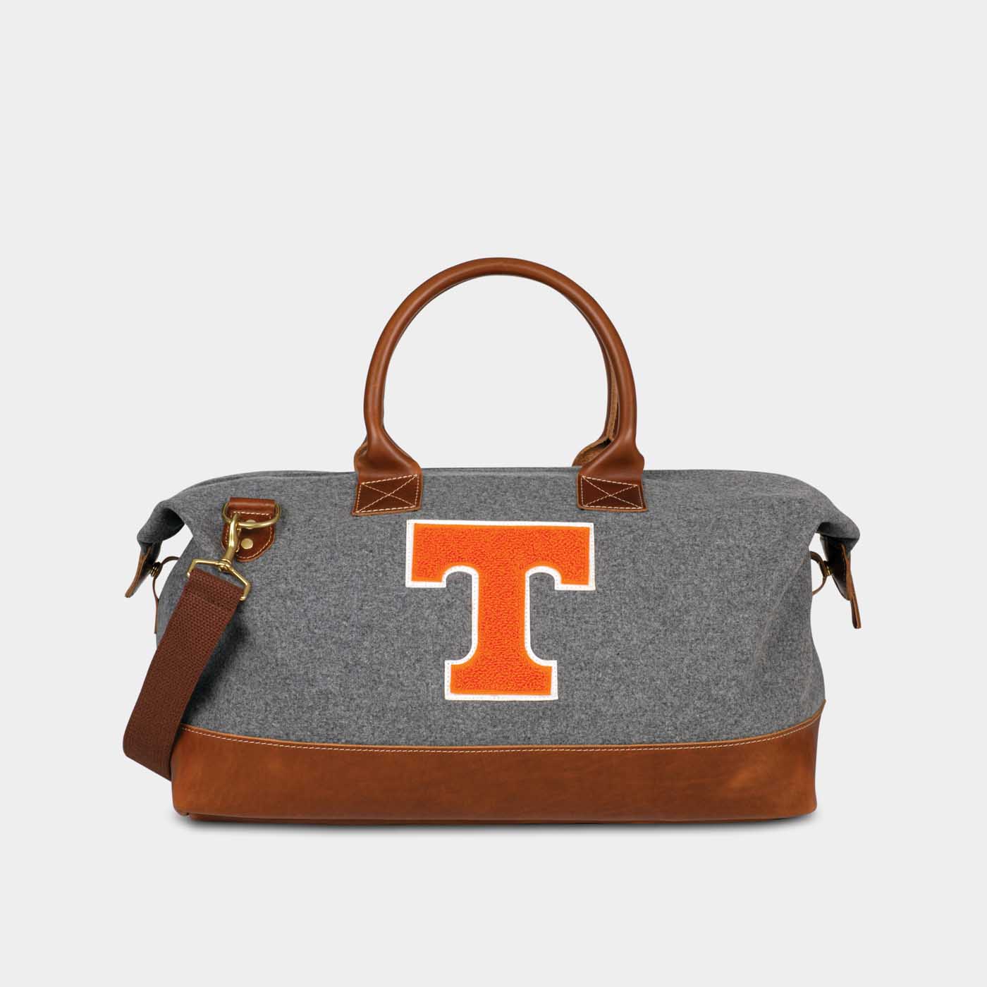 22 Tennessee T On Grey W Brwn Leather Duffle