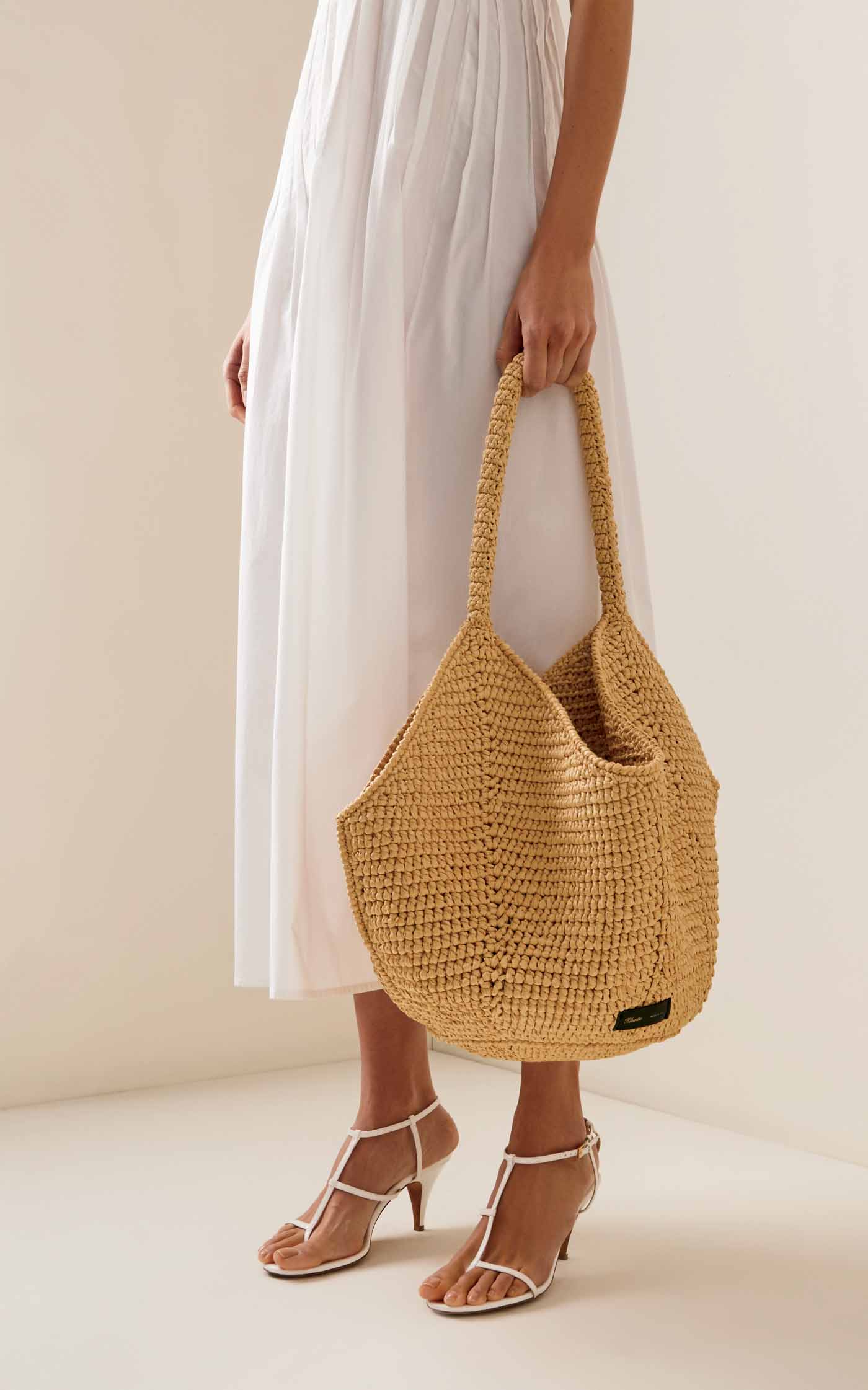 42 Sr2024 05 033 Khaite Neutral Medium Lotus Raffia Tote, Modaoperandi.com