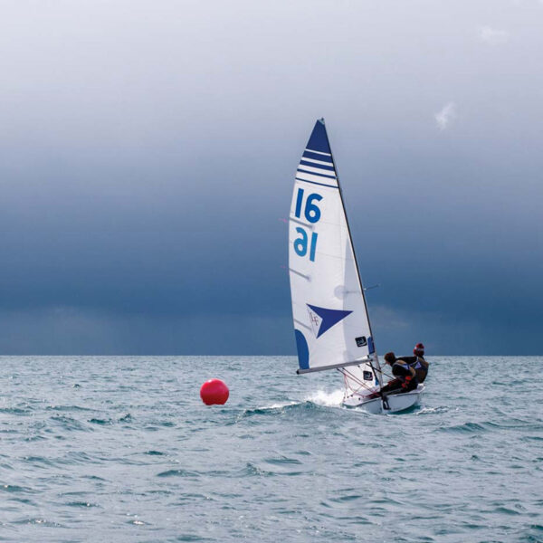 56 Lake Forest Sailing Students, Owen Kohut And Tristan Mcdonald, In First Place As They Round The Windward Mark