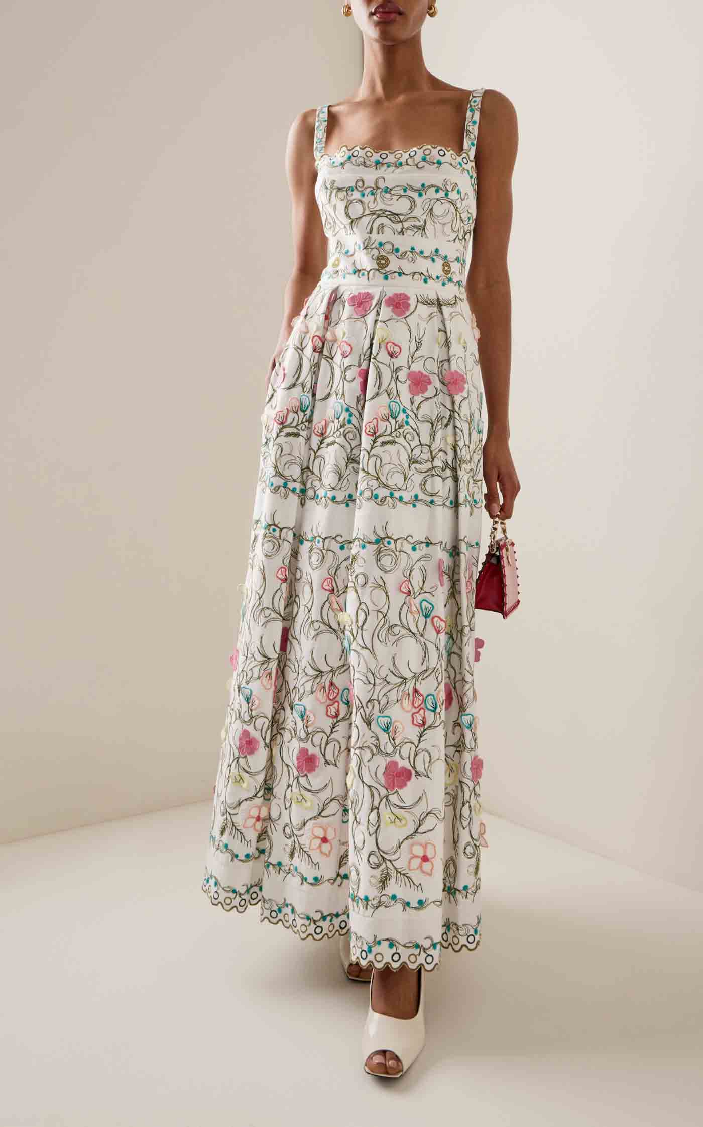 32 Sr2024 06 075 Elie Saab White Embroidered Cotton Midi Dress, Modaoperandi.com