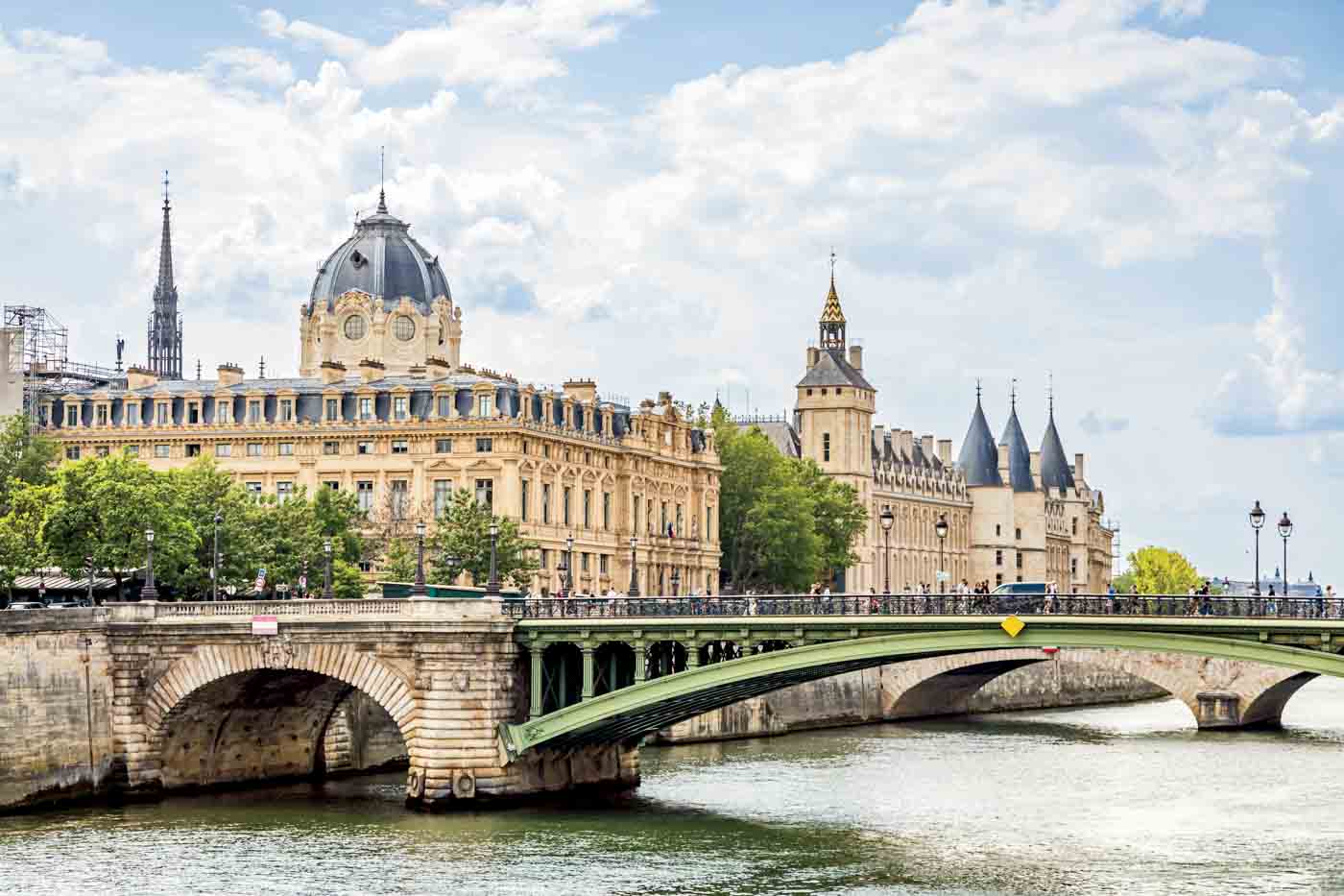 Dome Of The Commercial Court And Conciergerie Buildings Along The Seine River In Paris
