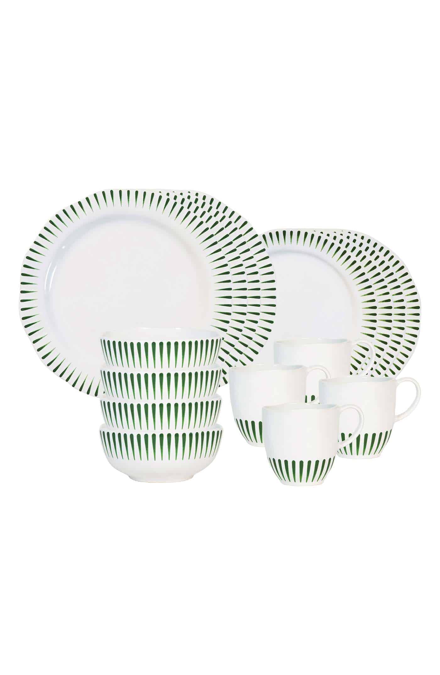 Sitio Stripe 16pc Place Setting Basil