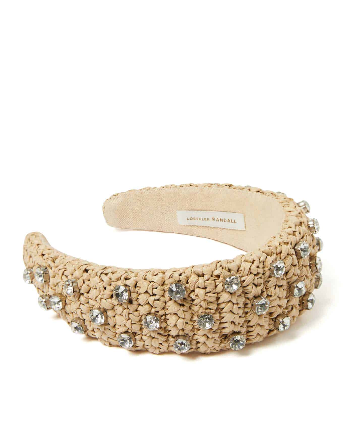 36 Loeffler Randall, Bellamy Natural Crochey Raffia With Clear Rhinestones, Loefflerrandall.com