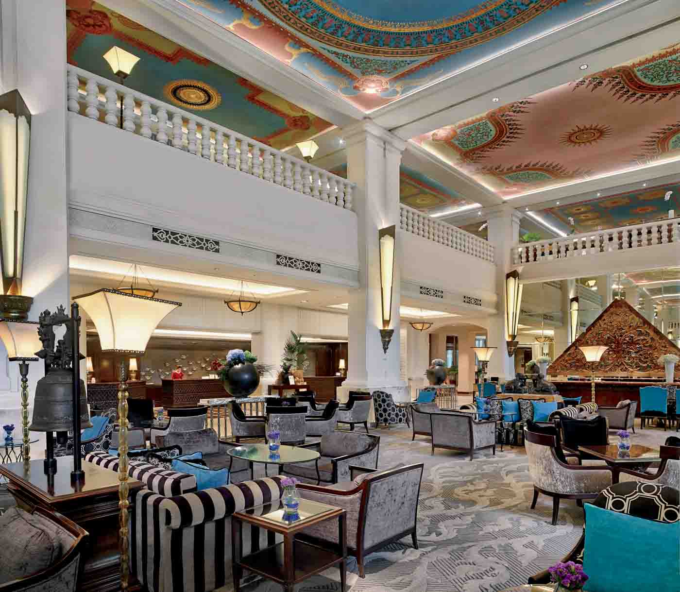 66 Sr2025 01 144 Anantara Siam Bangkok Hotel Lobby View Interior With Mural Painting Ceiling