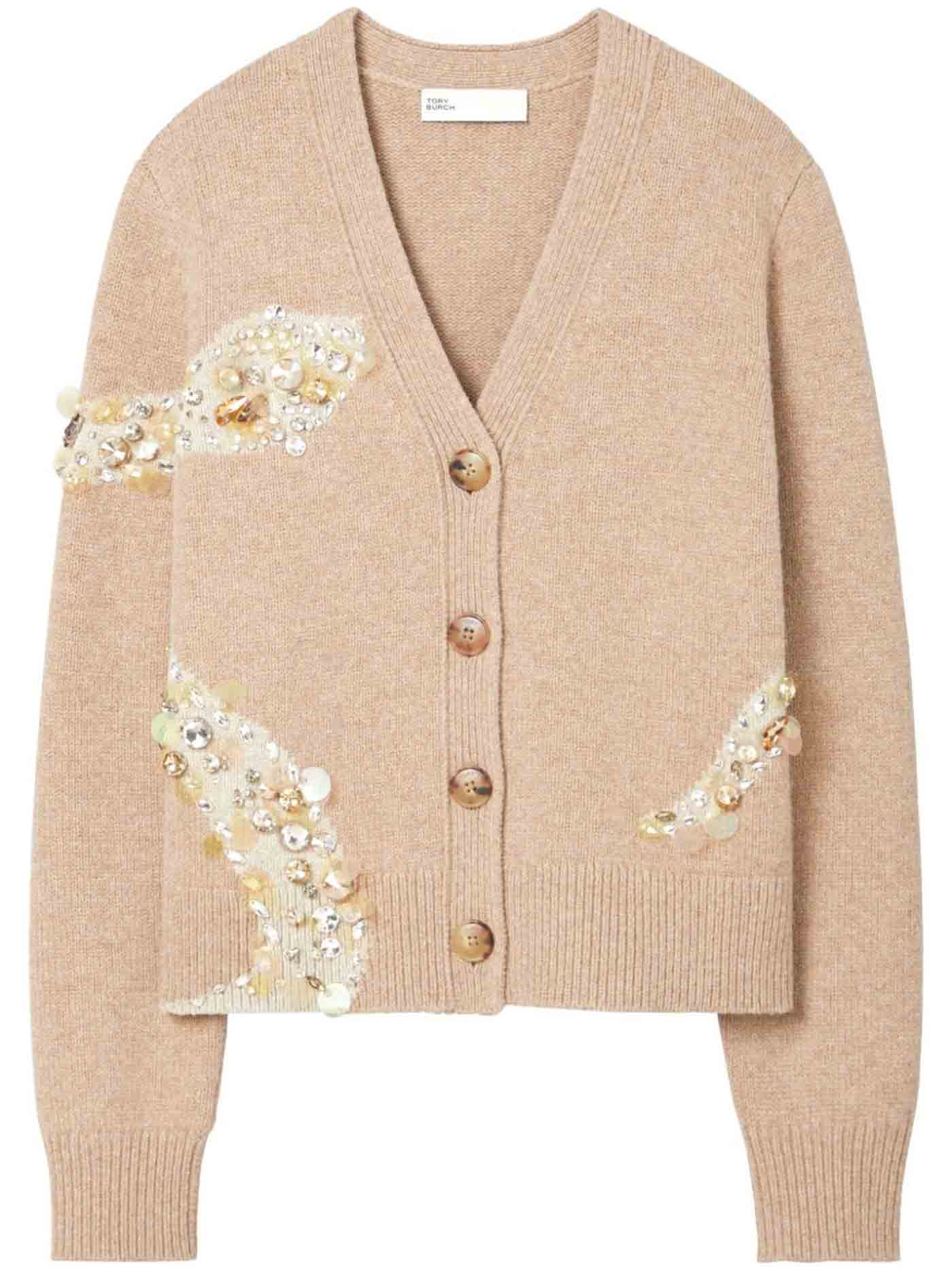 32 Tory Burch Embellished Wool Cardigan, $1,543, Farfetch.com