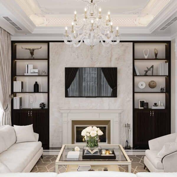 A Sophisticated Blend Of Classic And Contemporary Styles Creates An Inviting Living Room.