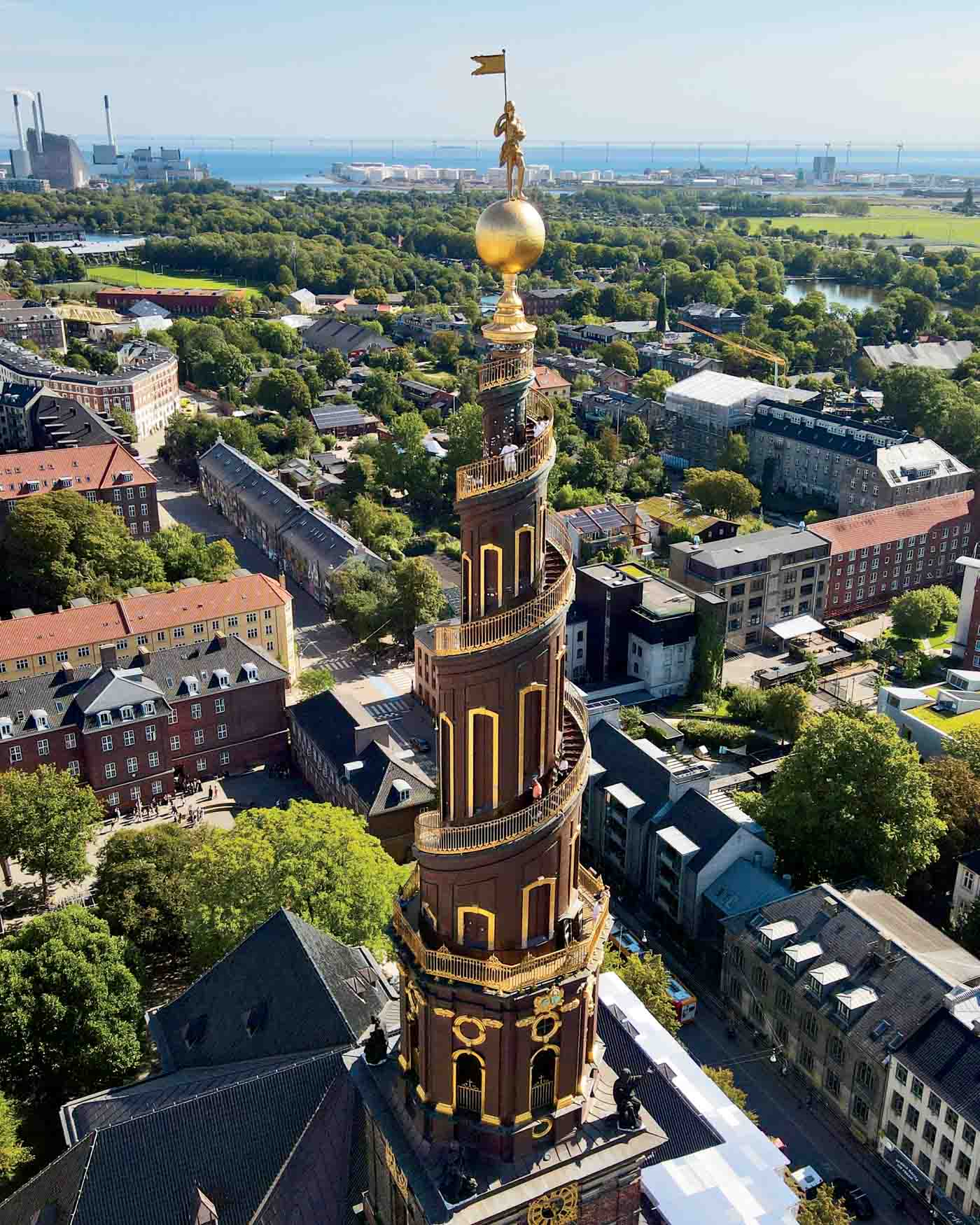 Drone Shot Of The Round Tower Of The Vor Frelsers Kirke