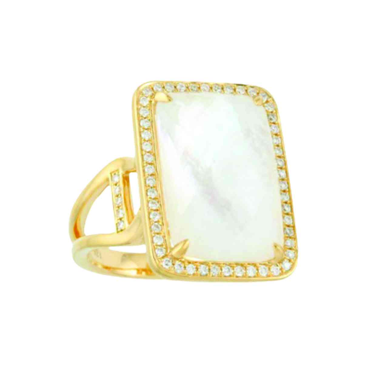 Doves By Doron Paloma, Clear Quartz Over White Mother Of Pearl Ring, Razny.com