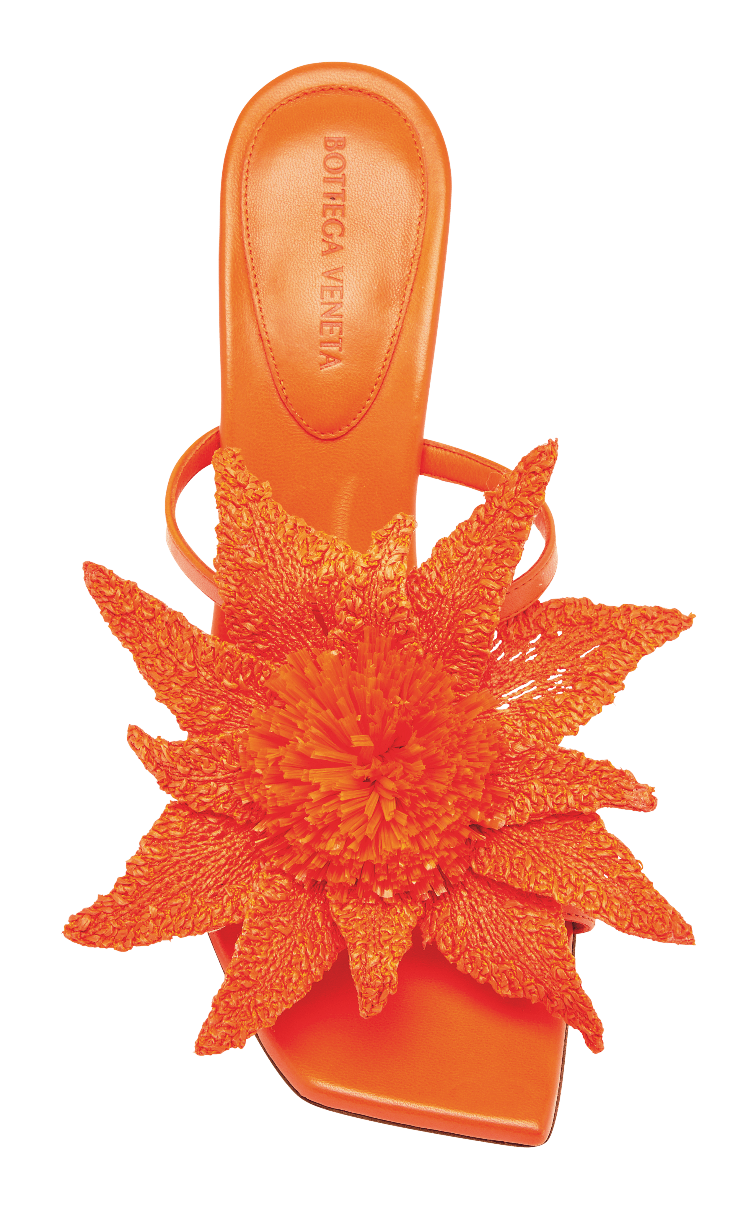 Sr2025 03 058 Bottega Veneta Orange Adam Mule Sandal With Nappa Raffia Flower, Modaoperandi.com 1