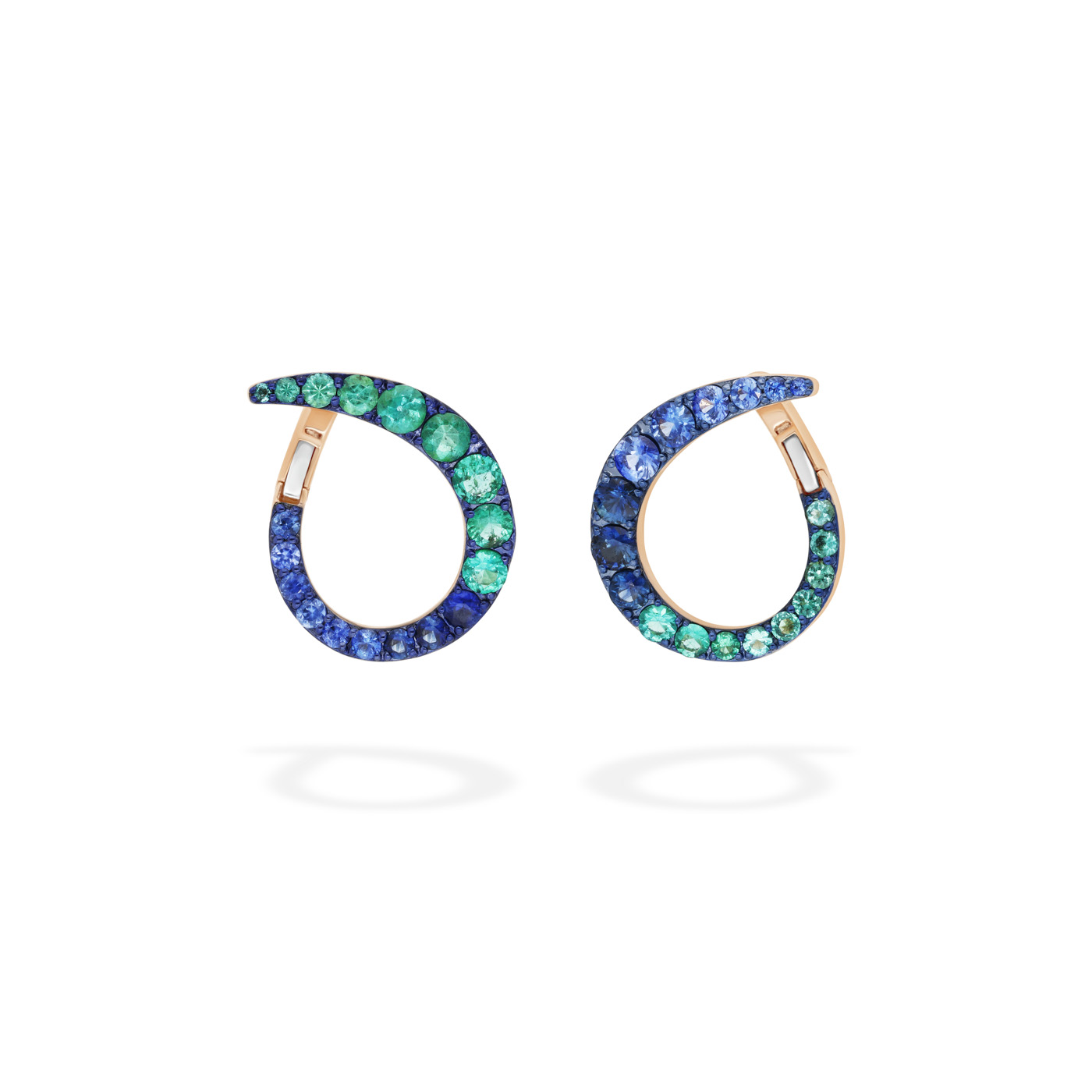 34 Marie Mas, Grand Radiant Hoop In Rose Gold, Emeralds, And Sapphires, Modaoperandi.com