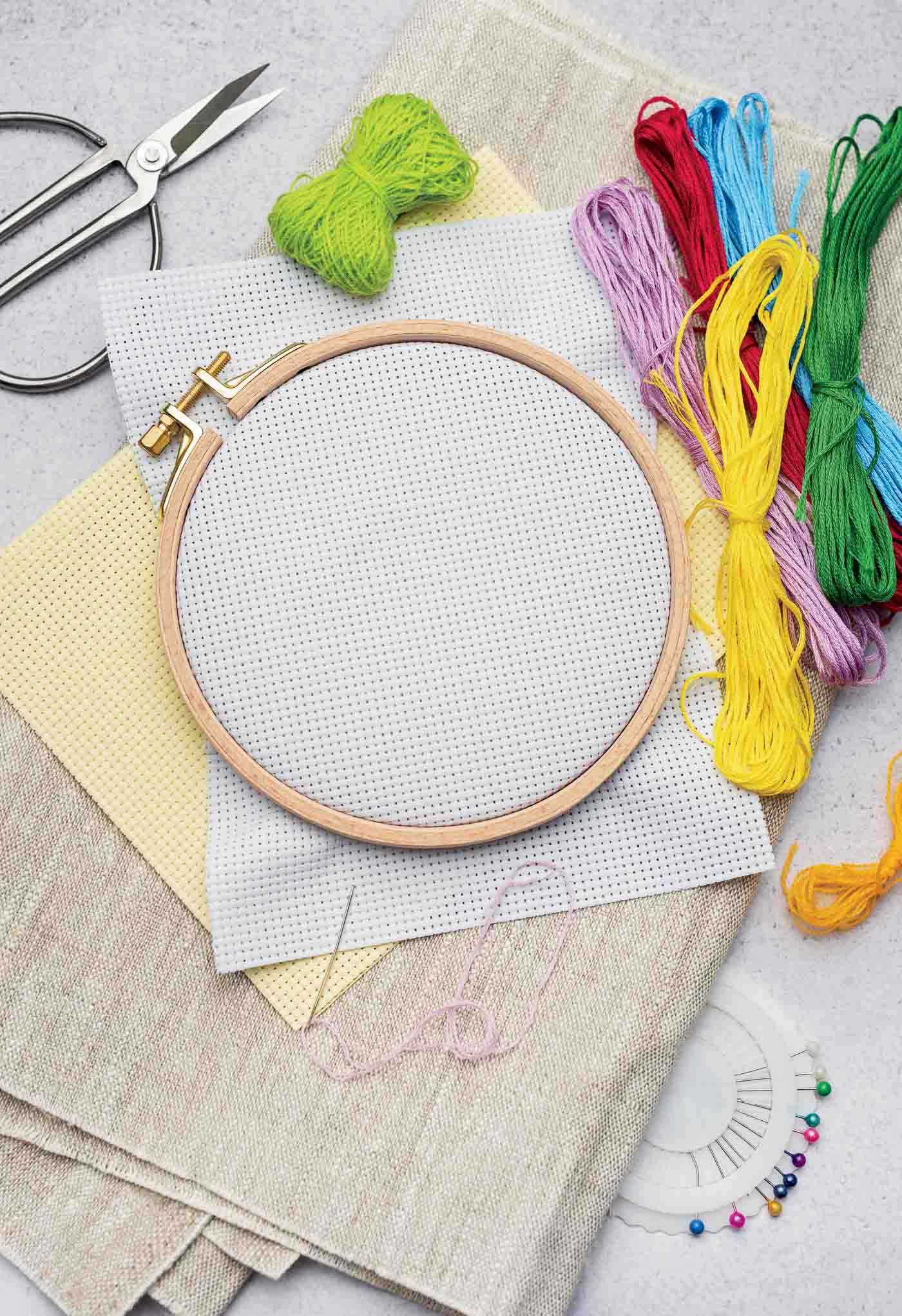 Embroidery Hoop, Fabric, Thread And Other Accessories