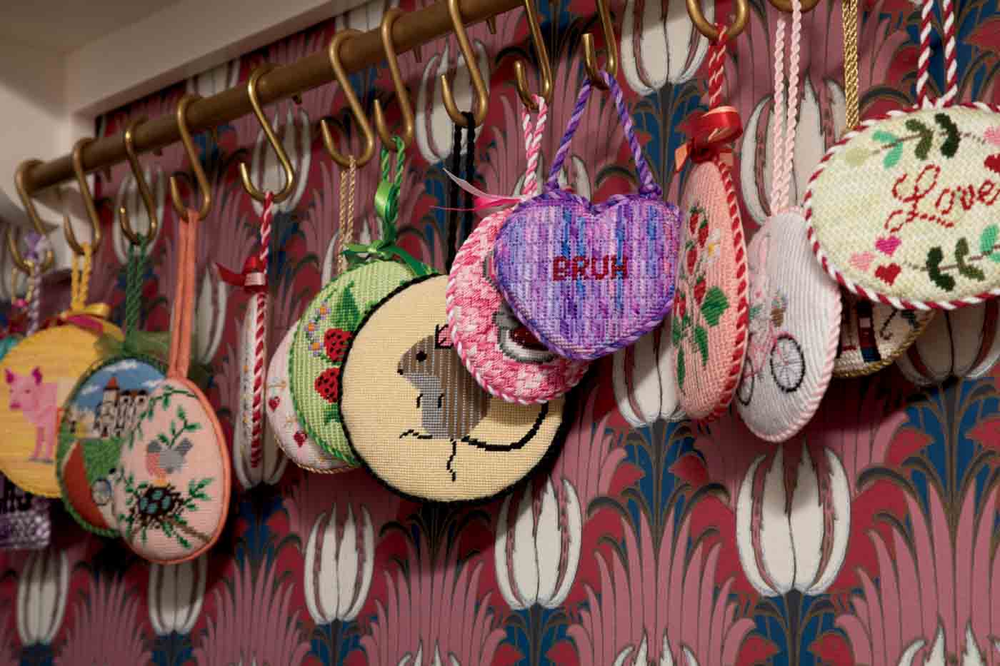 54 Works Of Needlepoint Art Delightfully Displayed In Jennie Welsh's Barrington Home. 