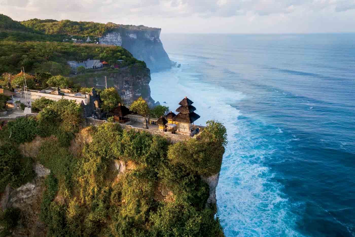 Bali, Indonesia, Aerial View Of Uluwatu Temple At Sunrise