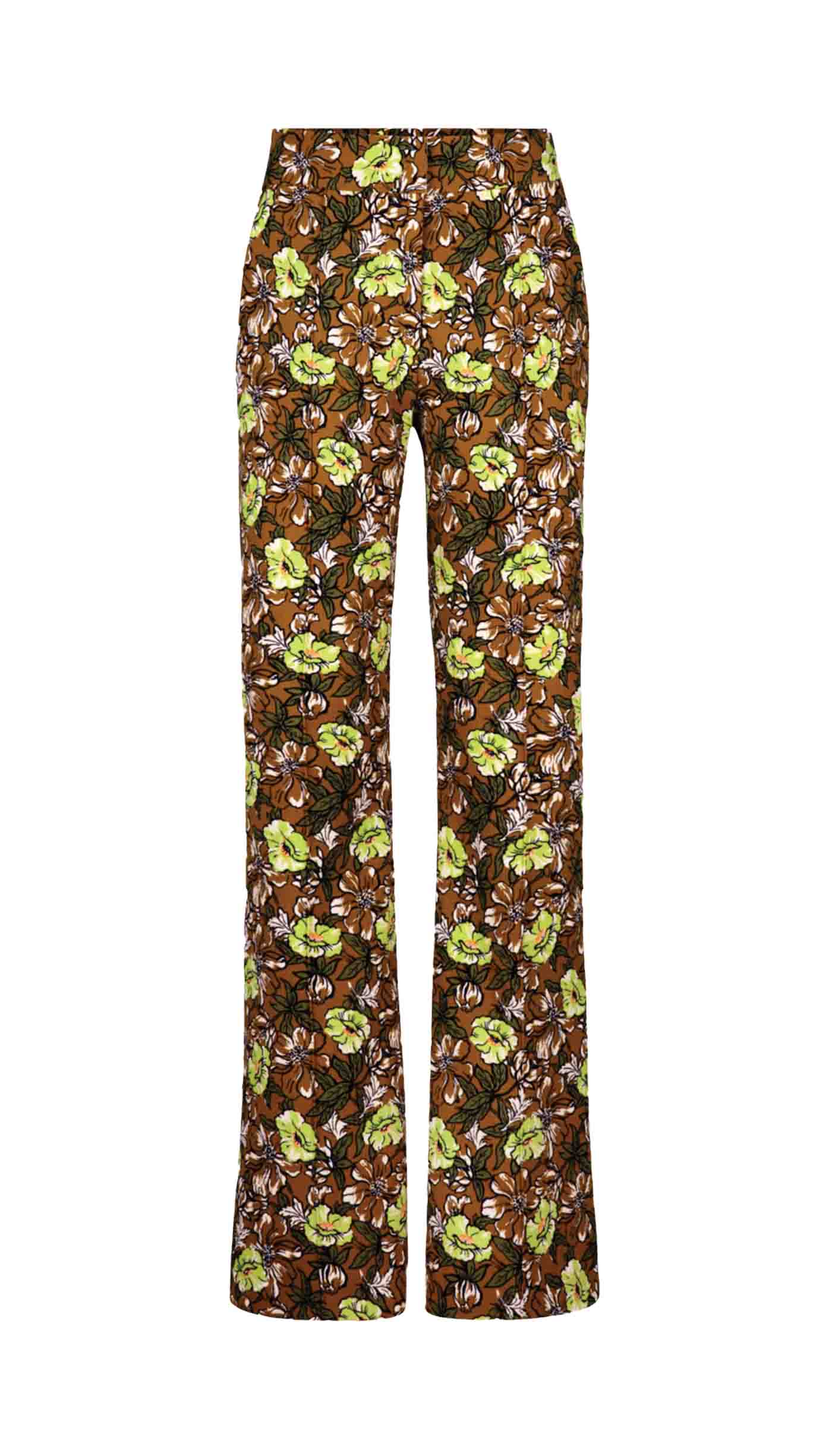 62 6 Smythe Wide Leg Pintuck Trouser In Chartreuse Floral