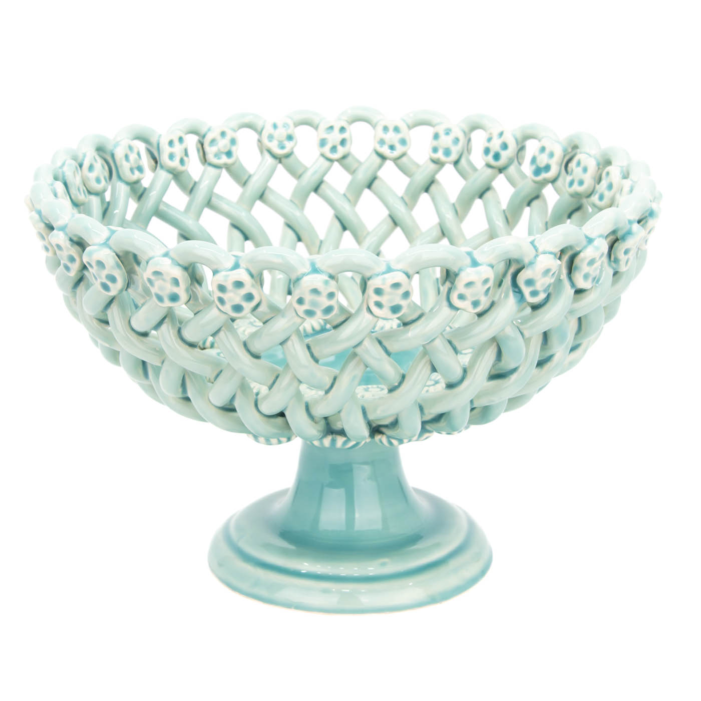 94 Casa Branca, Fleurette Basket Pedestal In Turquoise, Casabranca.com