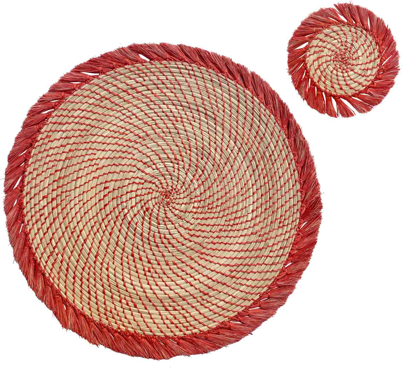 94 Casa Branca, Iraca Palm Placemat Coaster In Coral, Casabranca.com