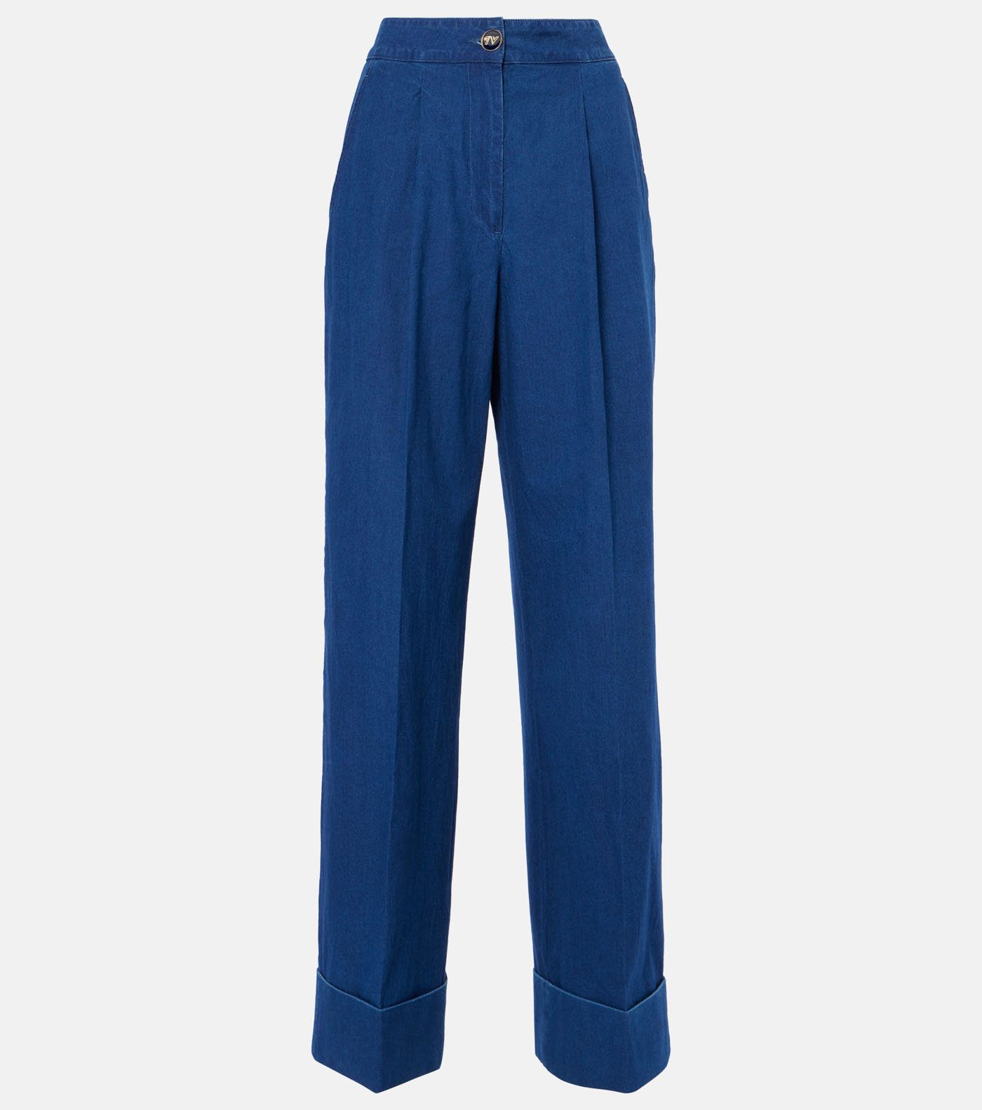 46 Valentino, High Rise Pleated Wide Leg Jeans, Mytheresa.com
