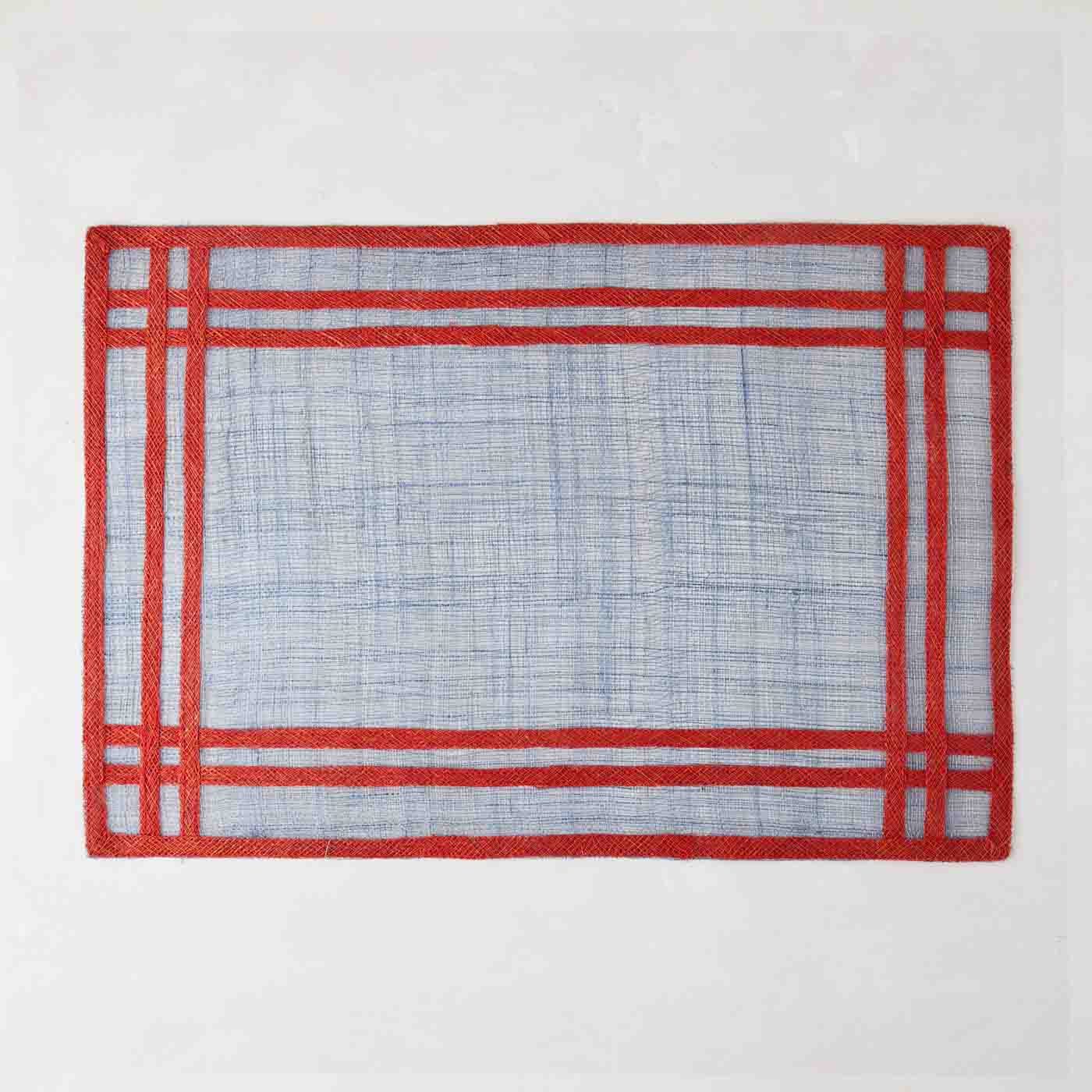 94 Hudson Grace, Newport Blue With Red Border Rectangular Placemat, Hudsongracesf.com