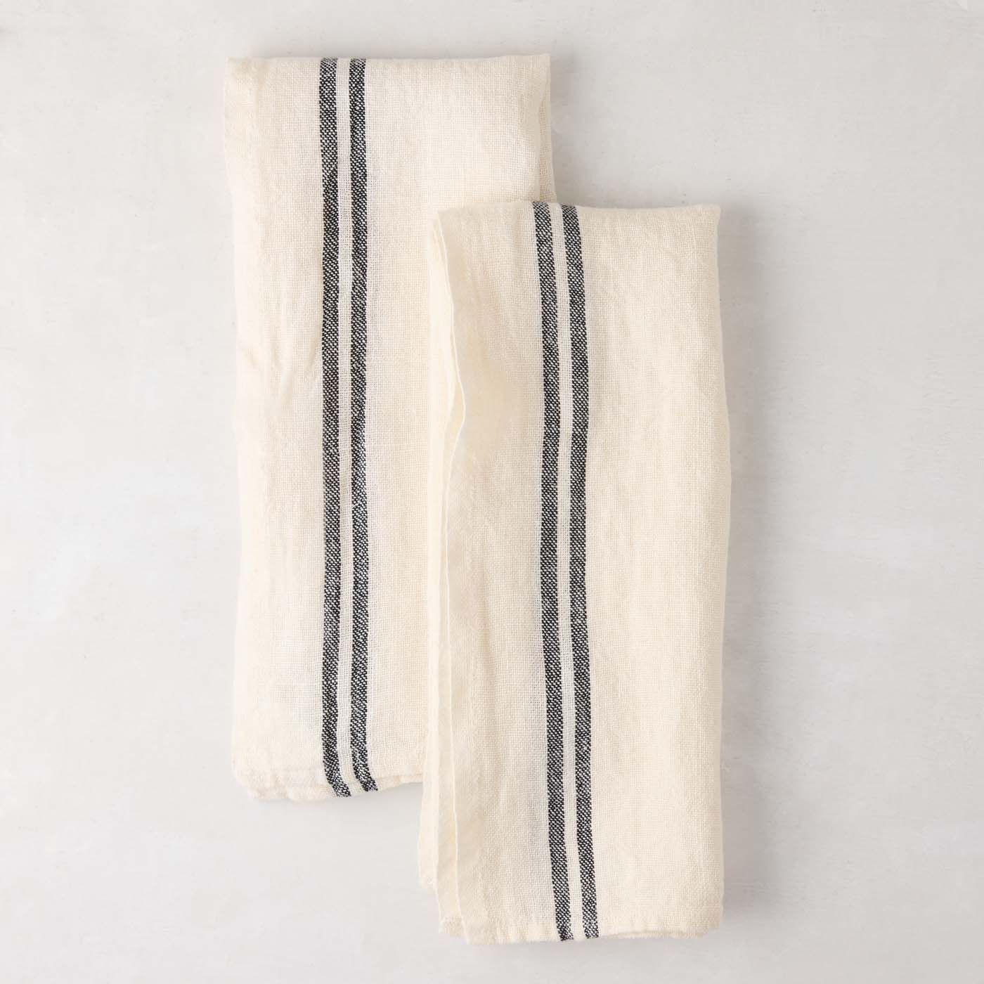 94 Hudson Grace, Stripe French Towel White With Black Stripe, Hudsongracesf.com