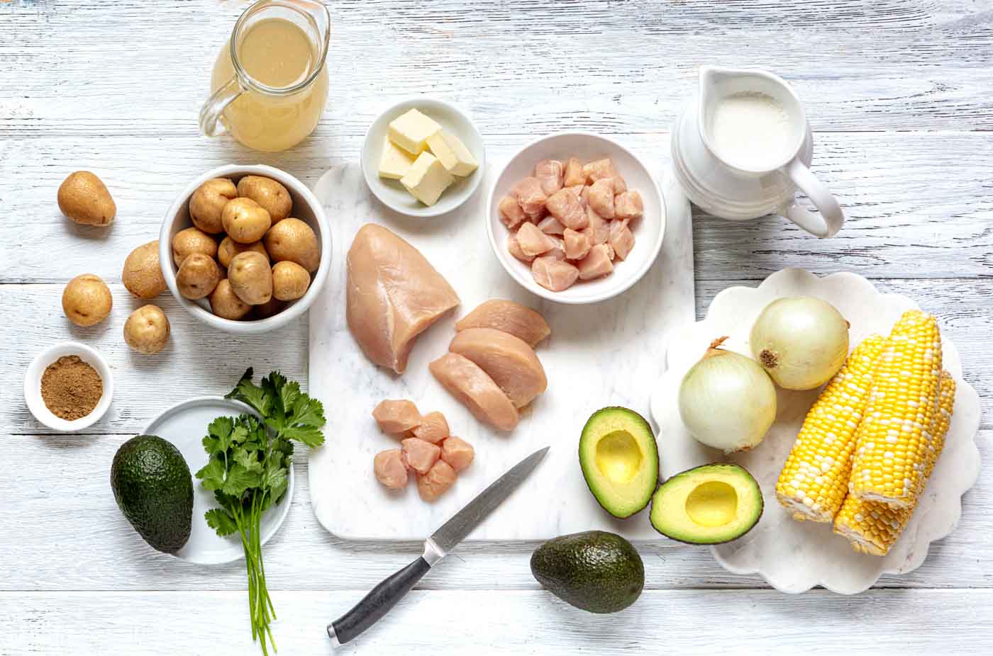 34 Creamypotatosoupwithchickensweetcorn&avocado 2ingredients 10x15 B2 4591 Copy