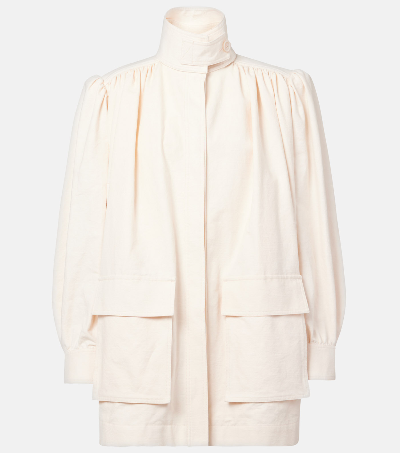 48 Chloé, High Neck Utilitarian Jacket In Cotton Canvas, Mytheresa.com