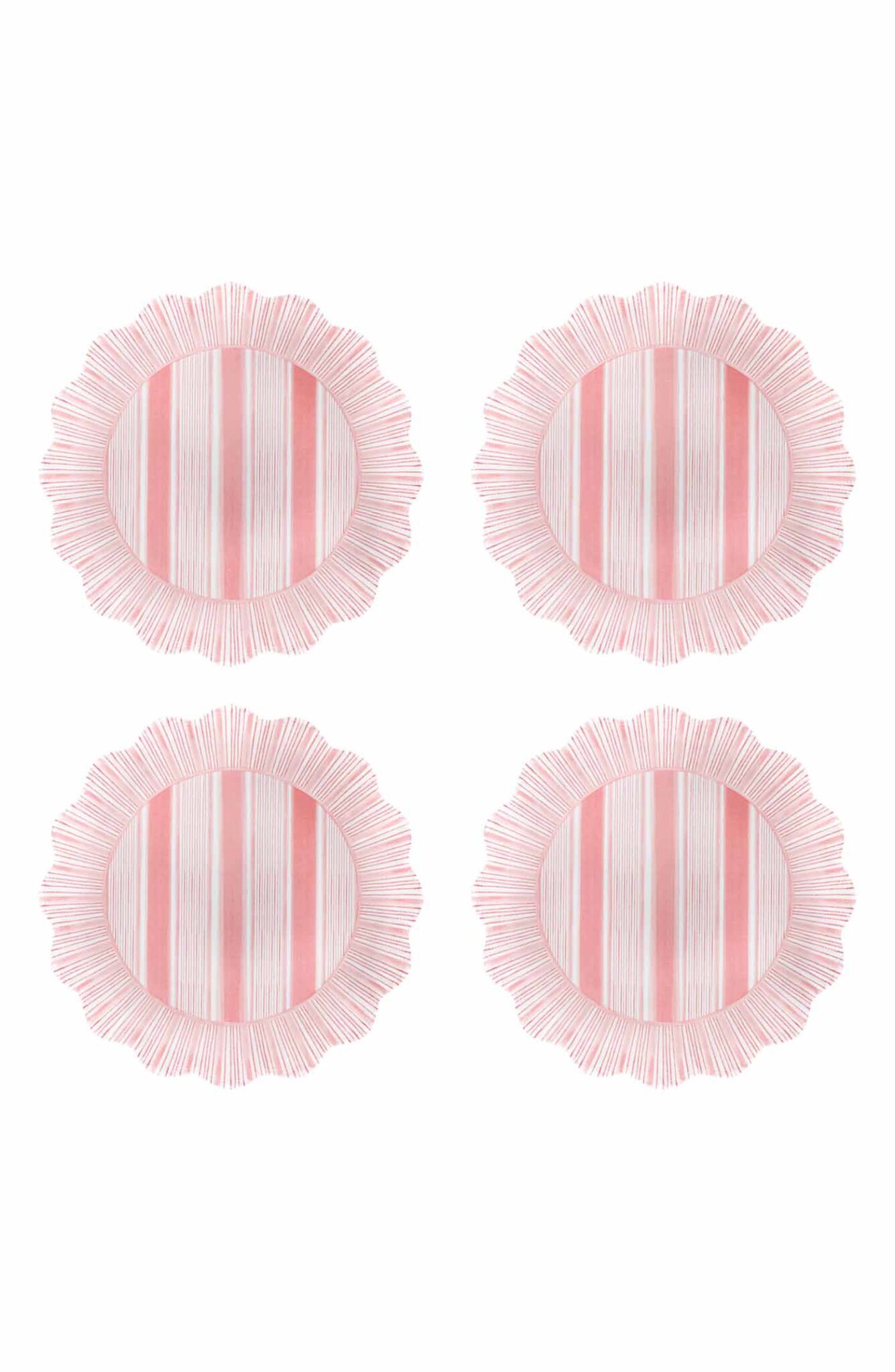 Cabana Stripe Melamine Dessert/salad Plate Set/4 Coral